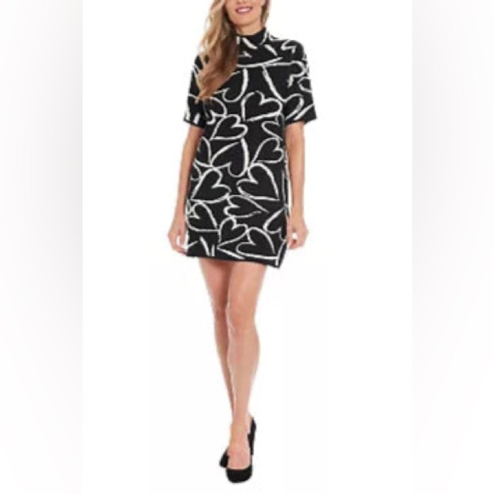 London Times Black and White Knit Dress